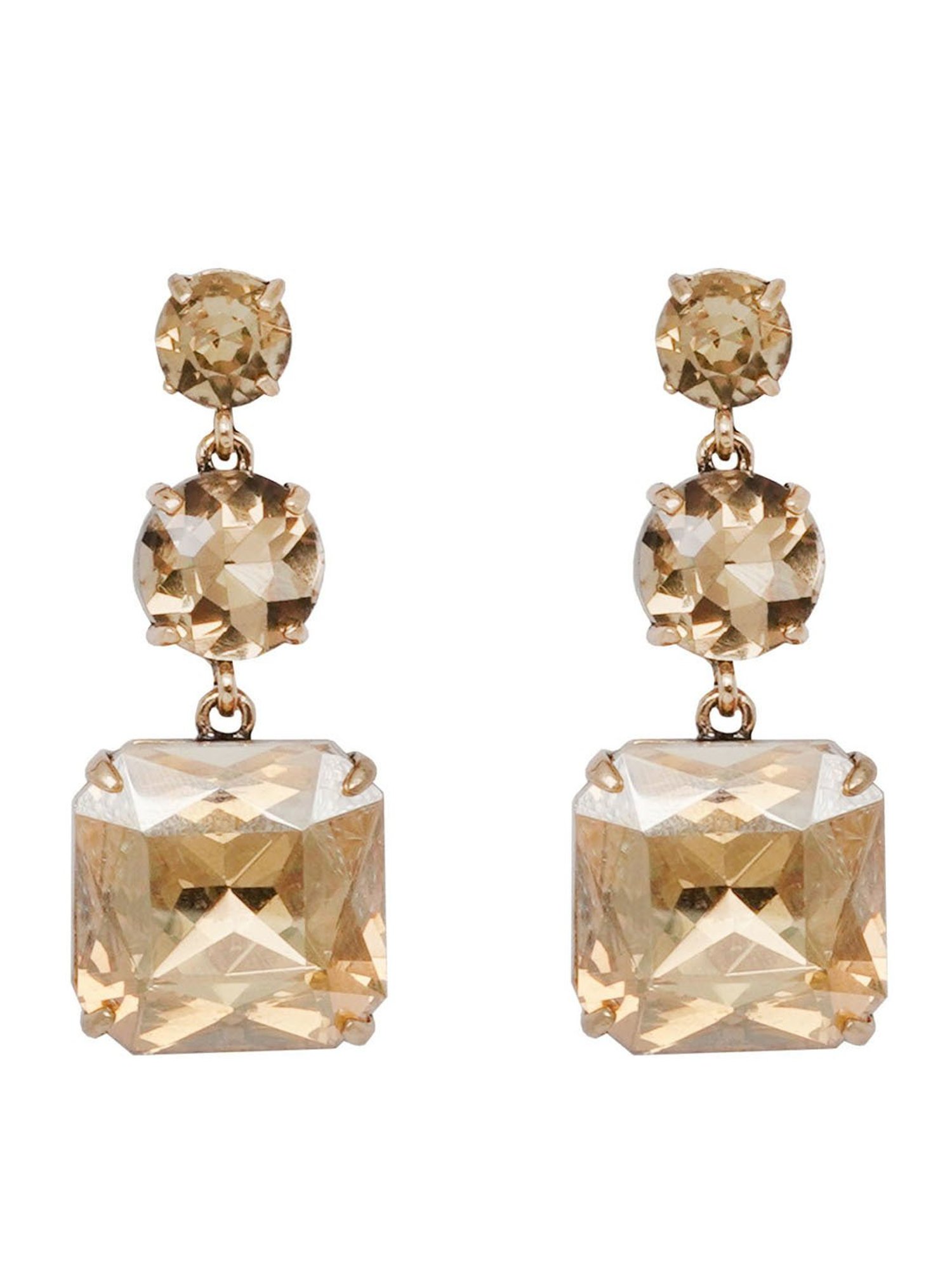 Joker & Witch Golden Rhinestone- Blingy, Colored Stones Flirty Pop Bling Dangler Earrings