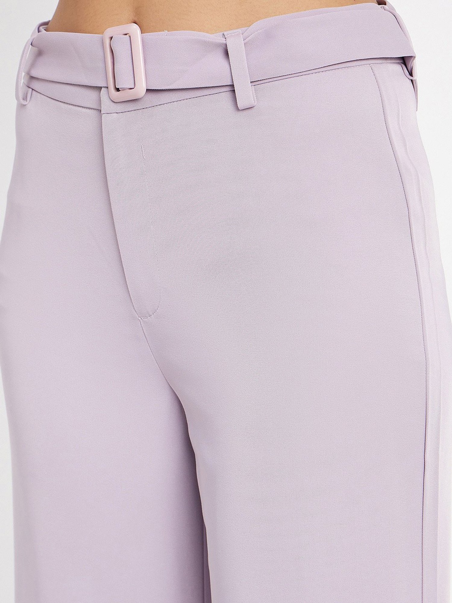 Camla Lilac Regular Fit Mid rise Trousers
