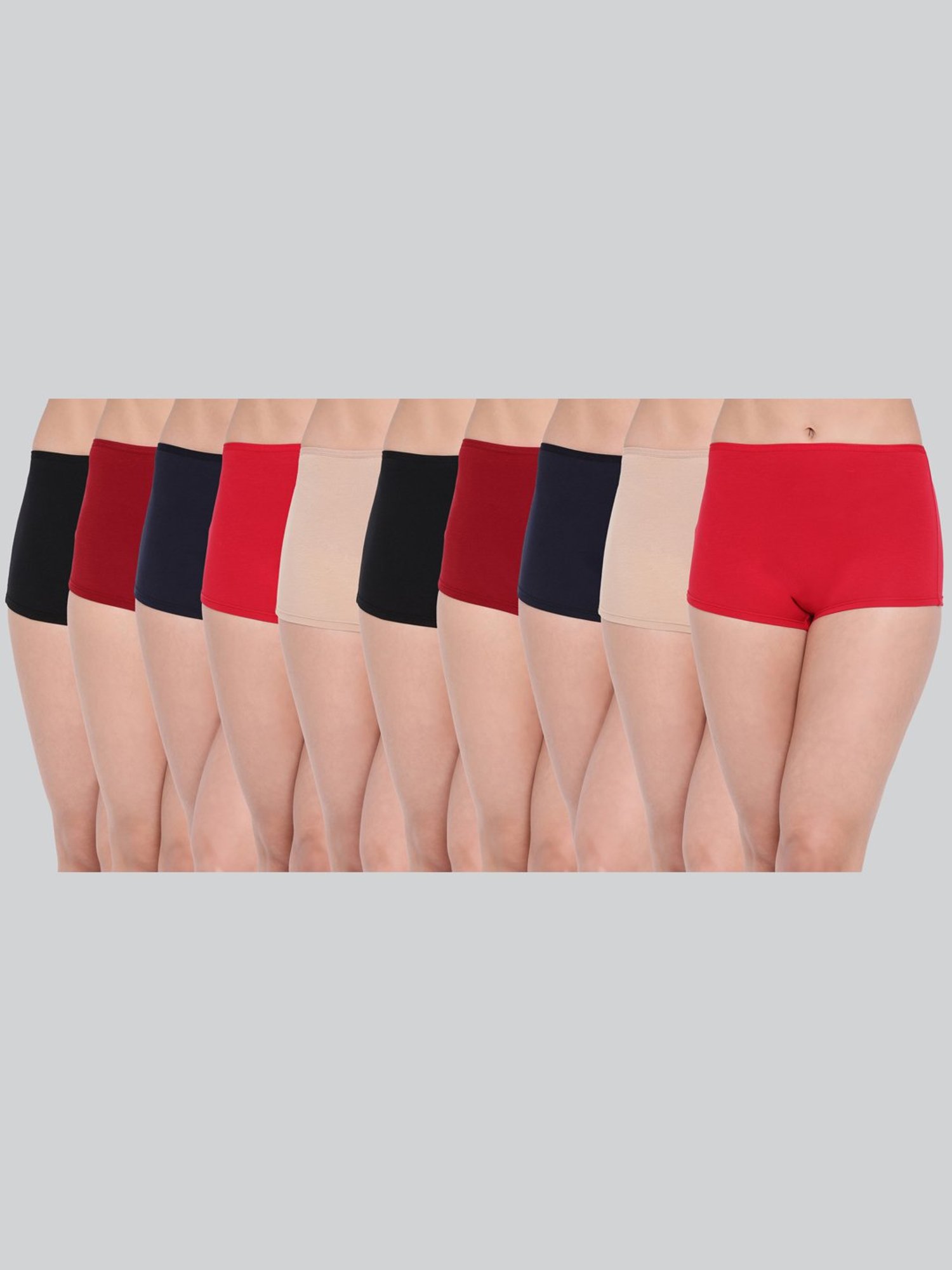 Lyra Assorted Color Cotton Boy Shorts Panties - Pack Of 10