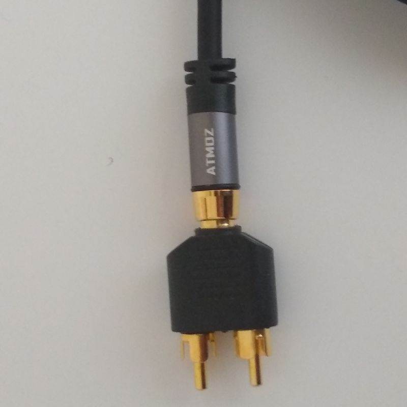 Atmoz Ultra Subwoofer Cable (10 Feet) Double Shielded Oxygen Free Copper Conductors with Gold-Plated Connectors with Split-tip Center pins. RCA Y-Adapter/Splitter Included