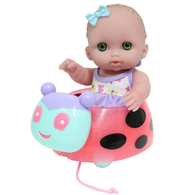 JC Toys Lil' Cutesies 8.5" All Vinyl Baby Doll with Ladybug Pull-Along
