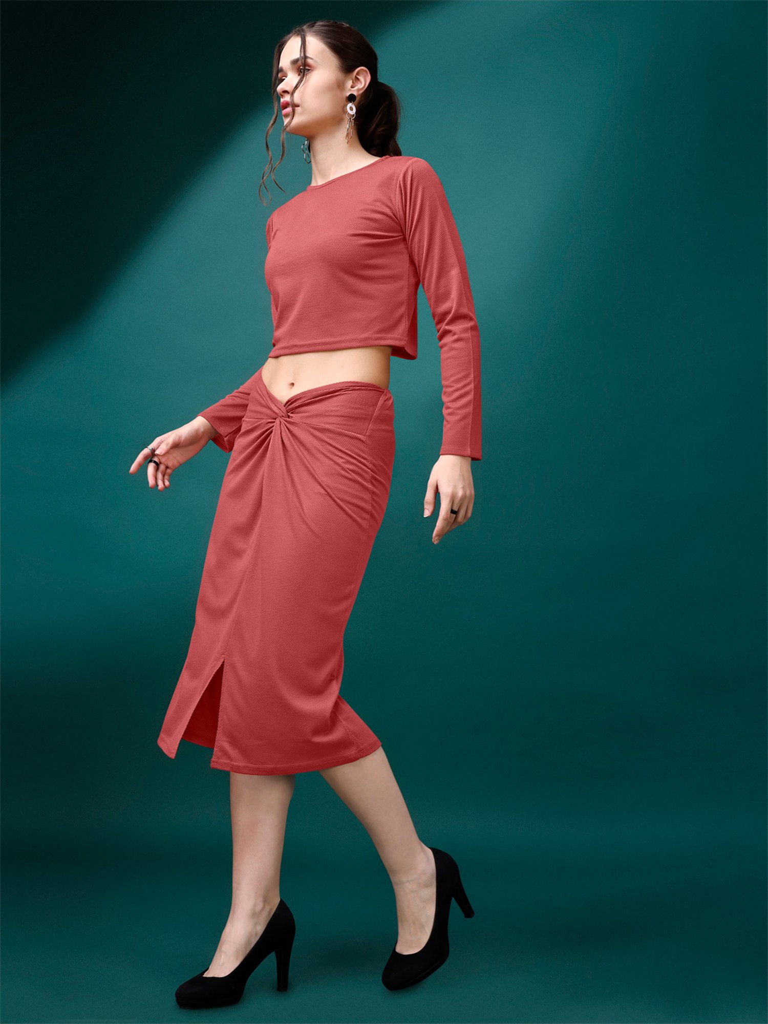 PURVAJA Rust Midi Co-Ord Set
