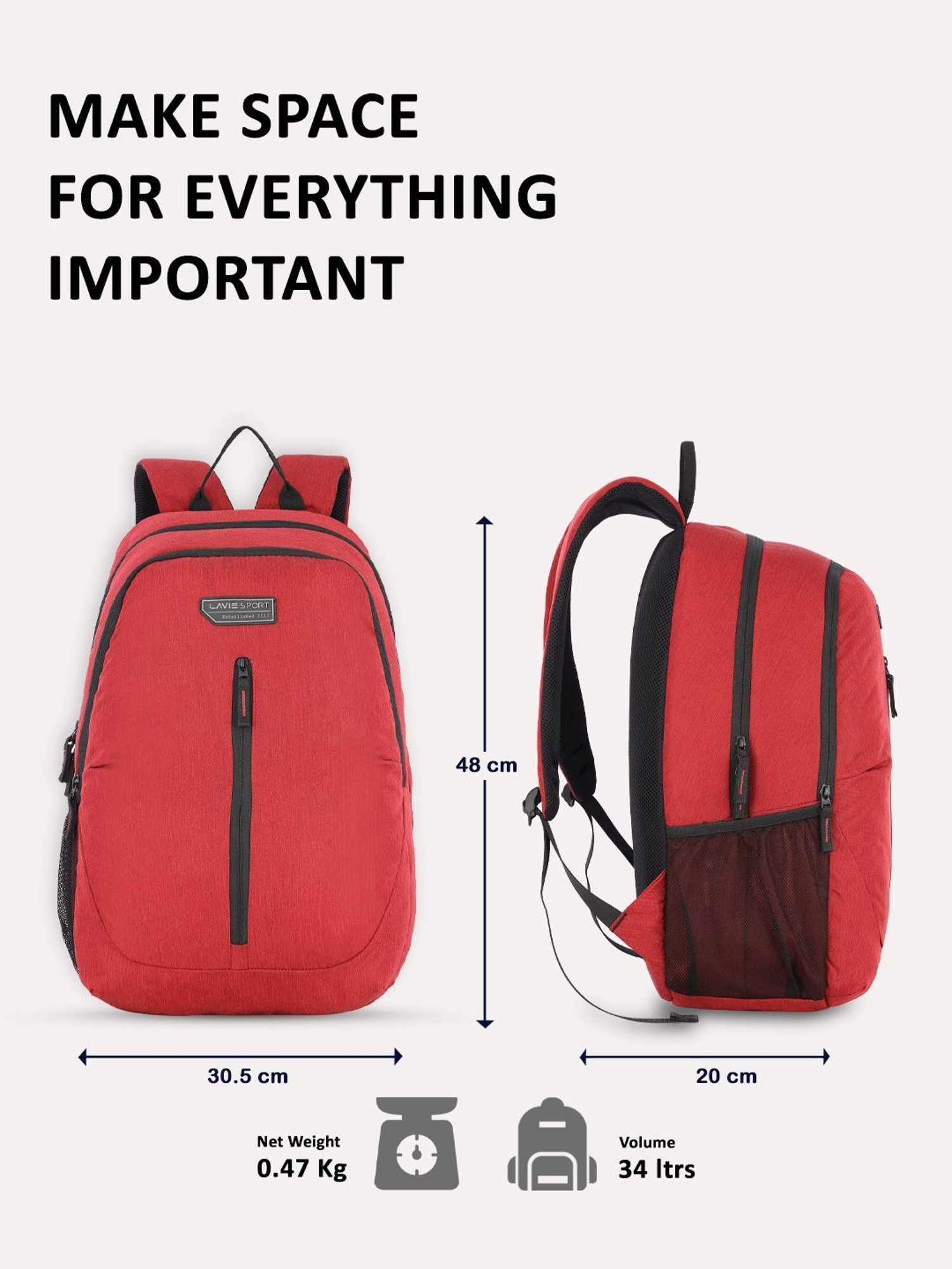 Lavie Red Medium Laptop Backpack
