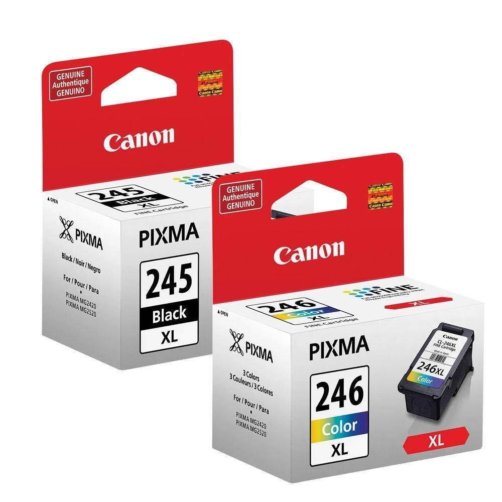 Canon PG245XL Black and CL246XL Color Ink Cartridge Set for PIXMA MG3020, iP2820, MG2420, MG2520, MG2924, TS202, TS3120