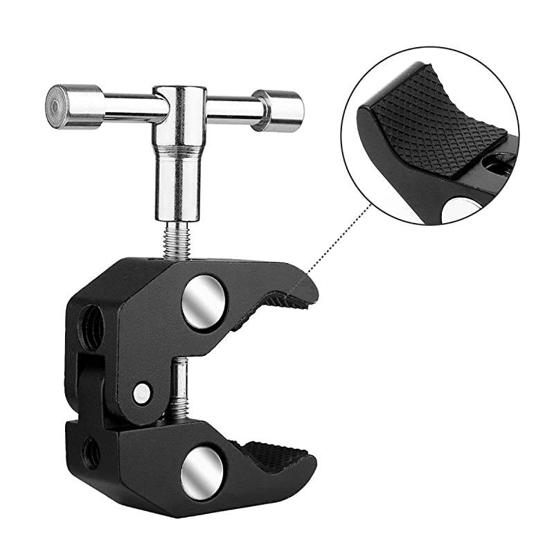 Photography Super Clamp w/1/4'' and 3/8'' Thread Clip for DSLR,Cameras, Light Stand, Rods,Lights, Umbrellas, Hooks, Shelves, Cross Bars (2PCS)