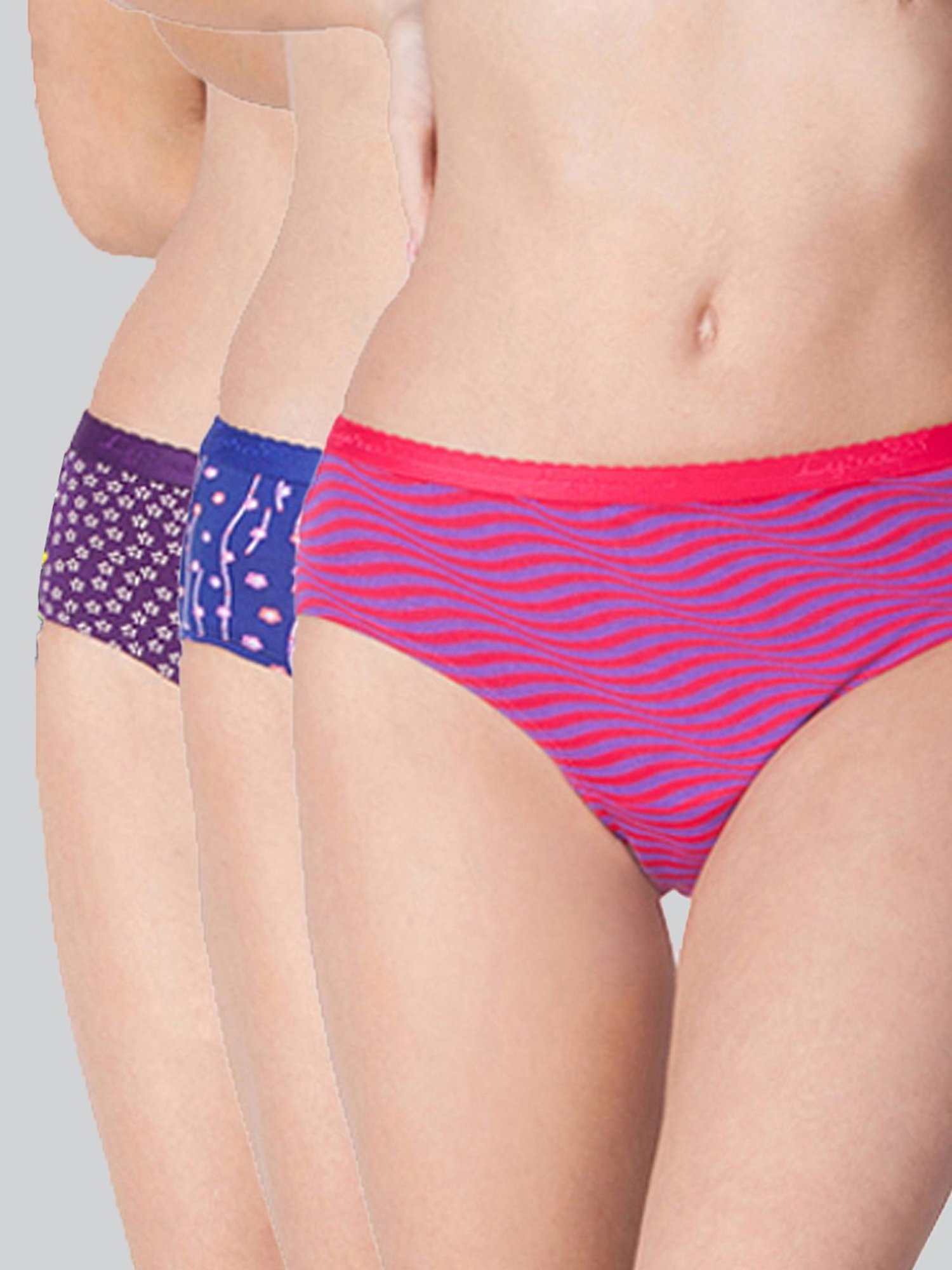 Lyra Assorted Color Cotton Printed Hipster Panties - Pack Of 3