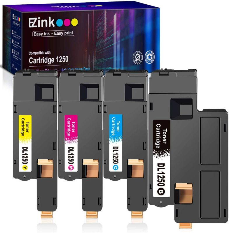 E-Z Ink (TM) Compatible Toner Cartridge Replacement For Dell 1250 810WH C5GC3 XMX5D WM2JC to use with 1250c C1760nw C1765nfw 1350cnw 1355cn 1355cnw printer (1 Black, 1 Cyan, 1 Magenta, 1 Yellow)4 Pack