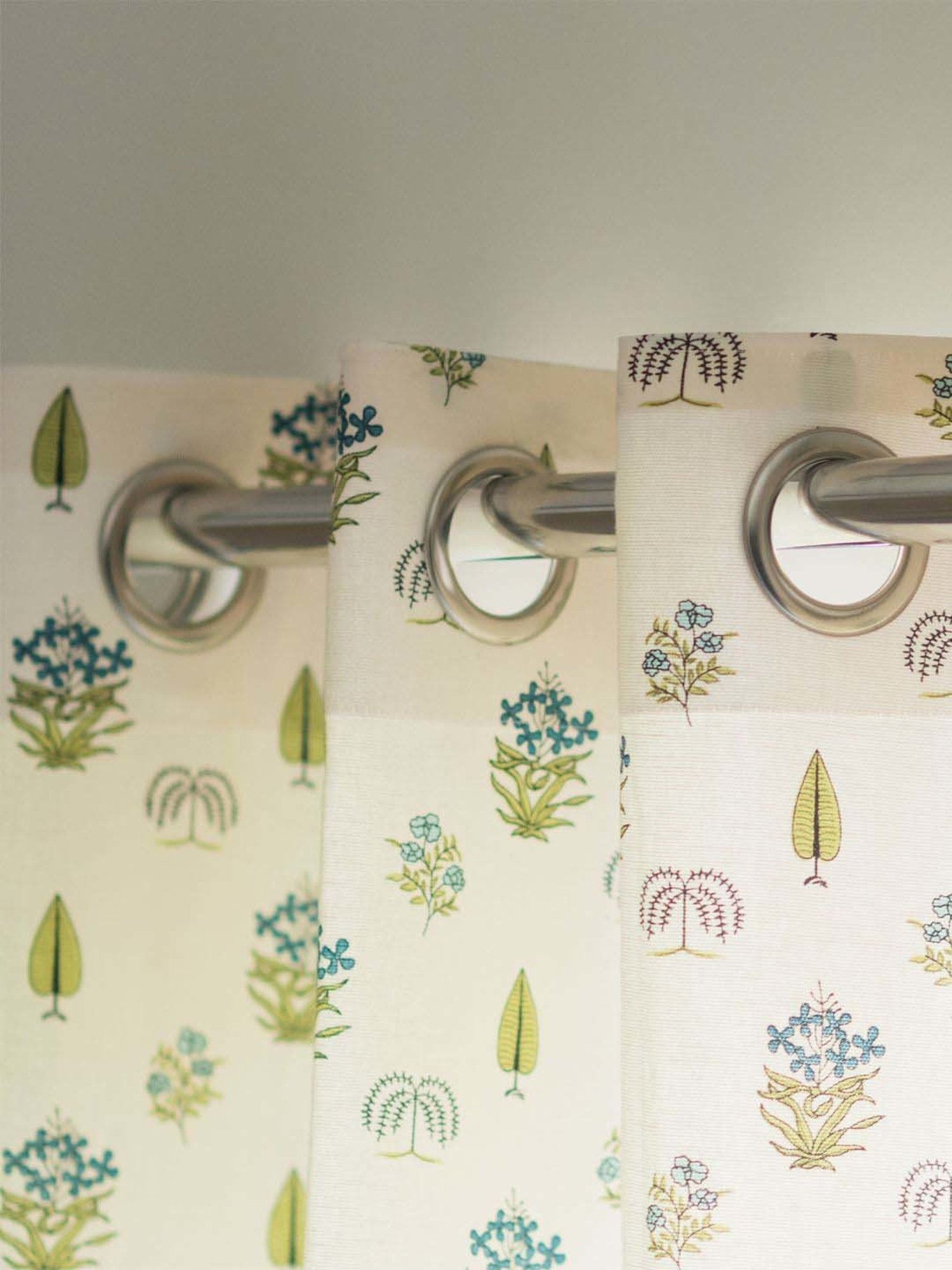 Urban Space Blue Cotton Door Curtain With Tieback & Eyelet - Set of 2