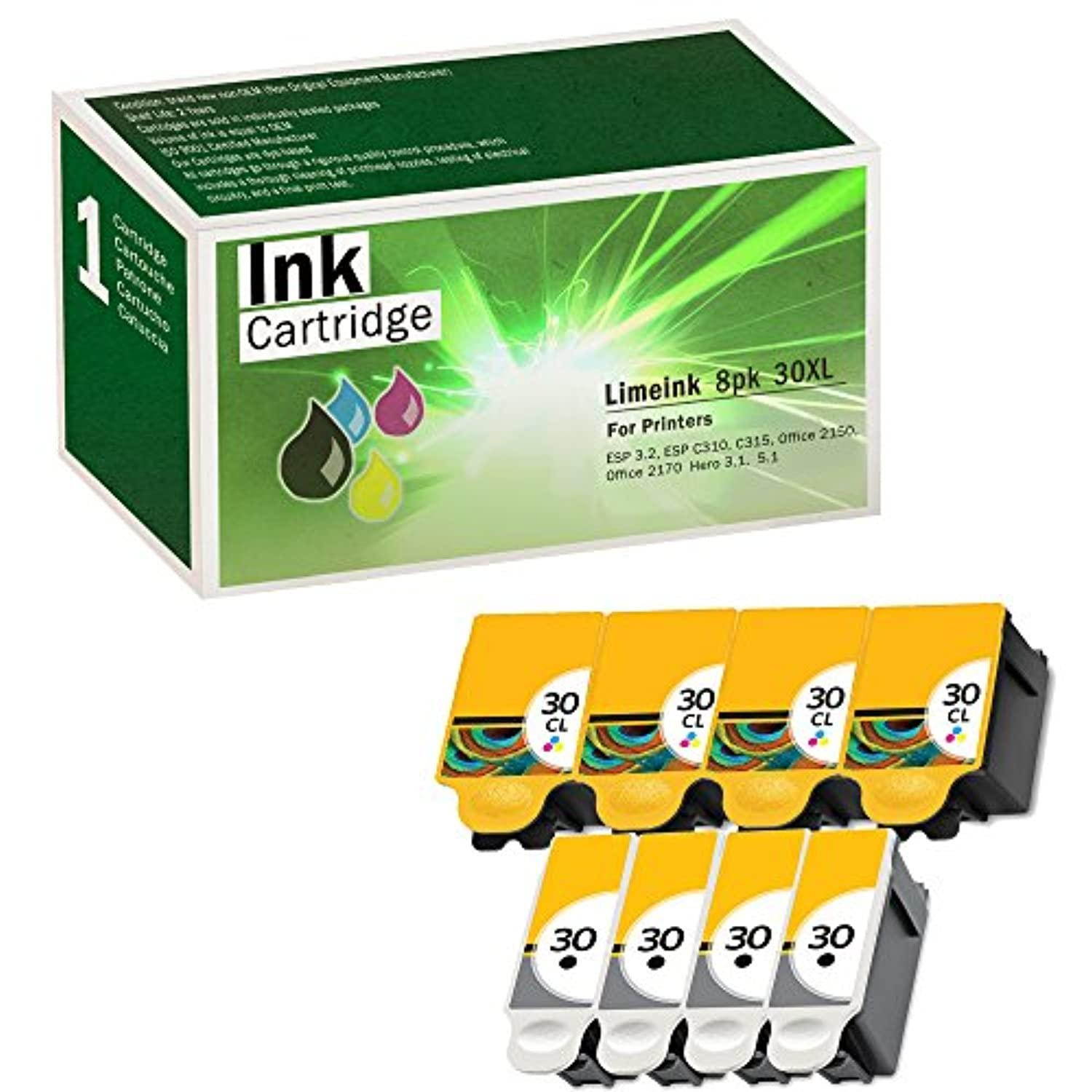 limeink compatible ink cartridge replacements for 30xl high yield (4 black / 4 color, 8 pack)