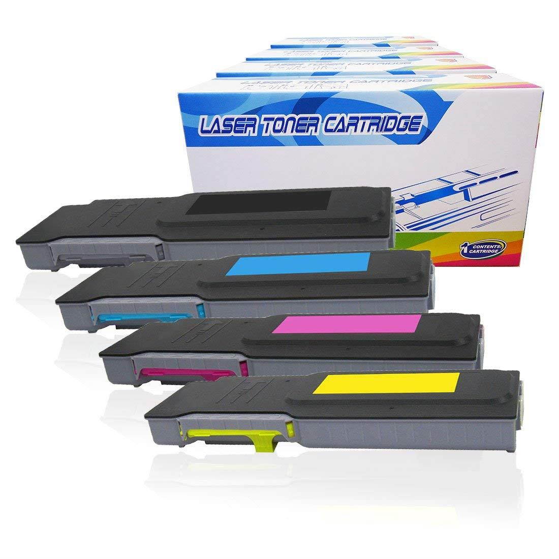 4 Inktoneram Replacement toner cartridges for Dell C2660dn / C2665dnf Toner Cartridges BK/C/M/Y replacement for Dell 593-BBBU 593-BBBT 593-BBBS 593-BBBR High Yield Combo Pack C2660dn C2665dnf