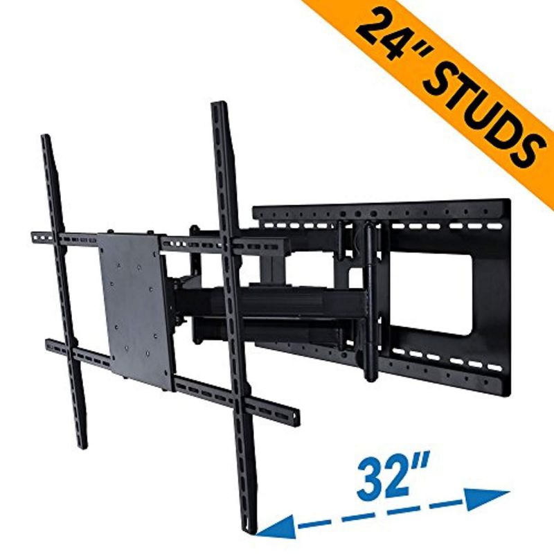 full motion tv wall mount for 42-80 inch tvs with room adapt extends 32", mounts on 16 or 24 inch studs - aeon 45250