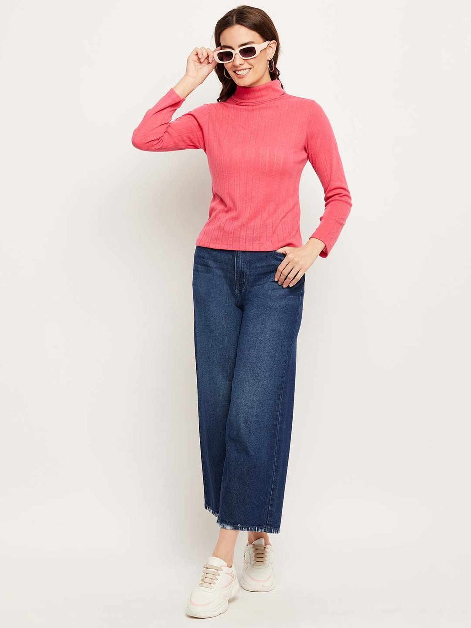 Camla Blue Cotton Mid Rise Jeans