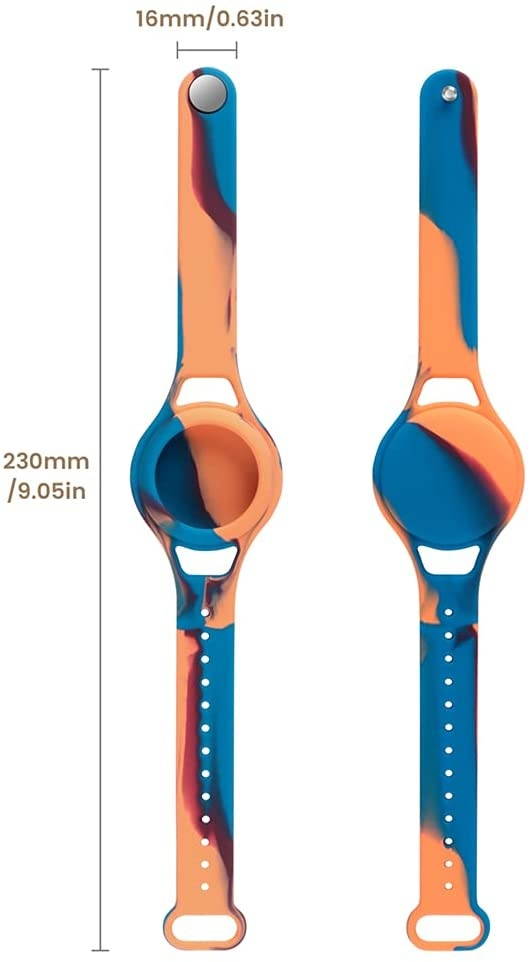 Watch Bands Case for Apple Airtags GPS Locator Anti-Lost Artifact Case Airtag Silicone Camouflage Watch Band for Toddler Baby Kid Children Old Man