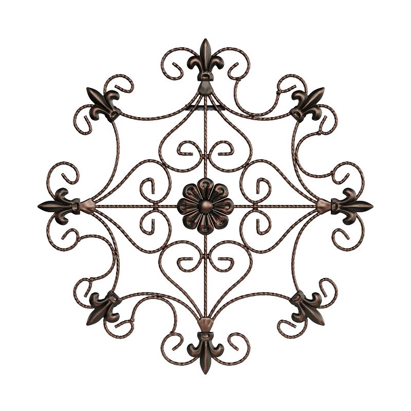 14.25" Square Open Edge Medallion Metal Wall Art Almost Black - Lavish Home