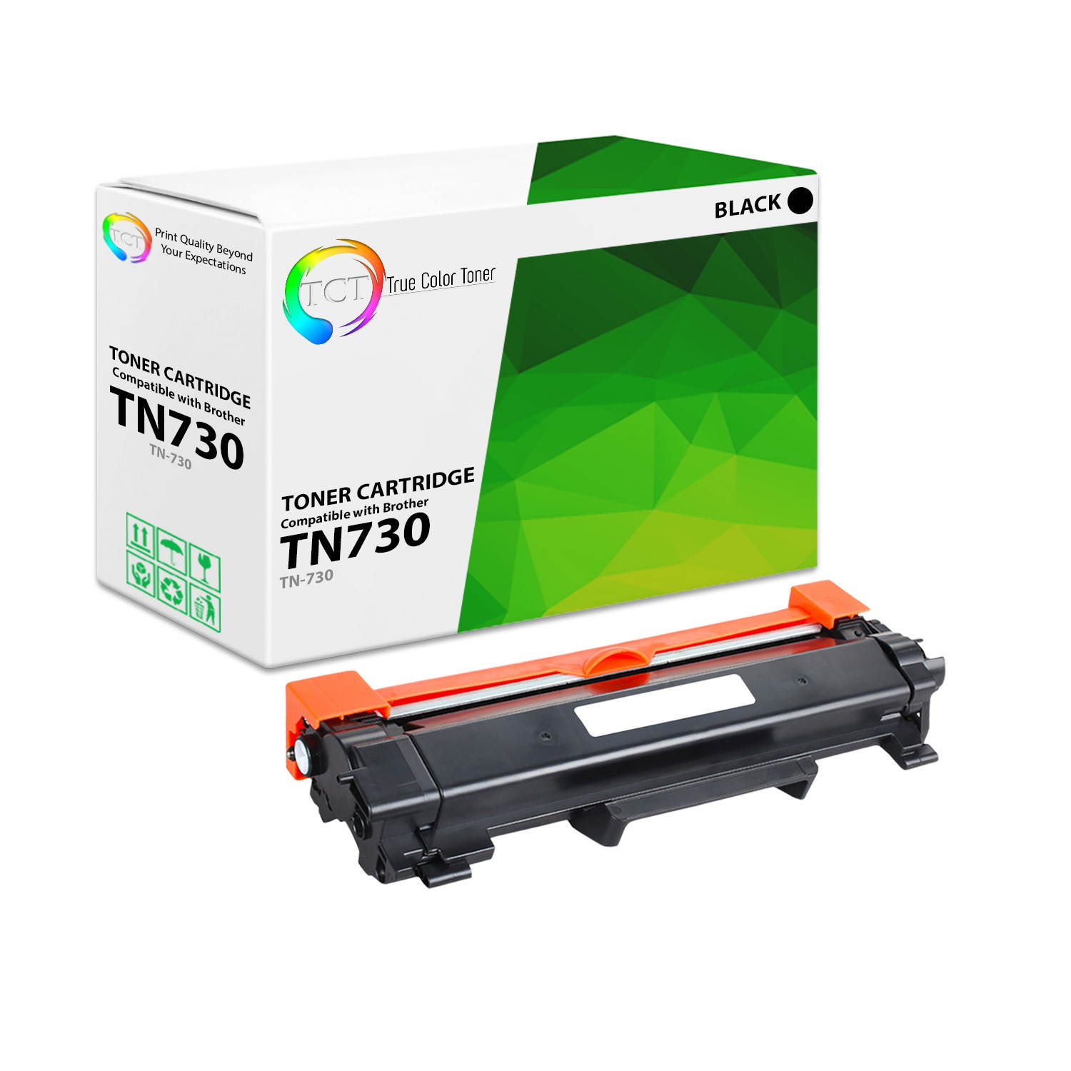 TCT Premium Compatible Toner Cartridge Replacement for Brother TN-730 TN730 Black works with Brother HL-L2350DW L2370DW L2390DW, DCP-L2550DW, MFC-L2710DW L2730DW Printers (1,200 Pages)