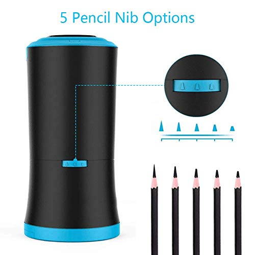 Art Pencil Sharpener, AFMAT Charcoal Pencil Sharpener, Electric Long Point Pencil Sharpener, Artists Pencil Sharpener for 6-9.6mm Large Pencils, Rechargeable Pencil Sharpeners for Art Pencils-Blue