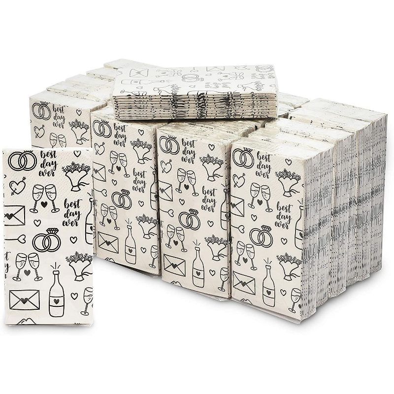 Blue Panda Wedding Theme Facial Tissues - 24 Pack 3-ply Travel Size Pocket Tissue Party Favors, 240 Count Total