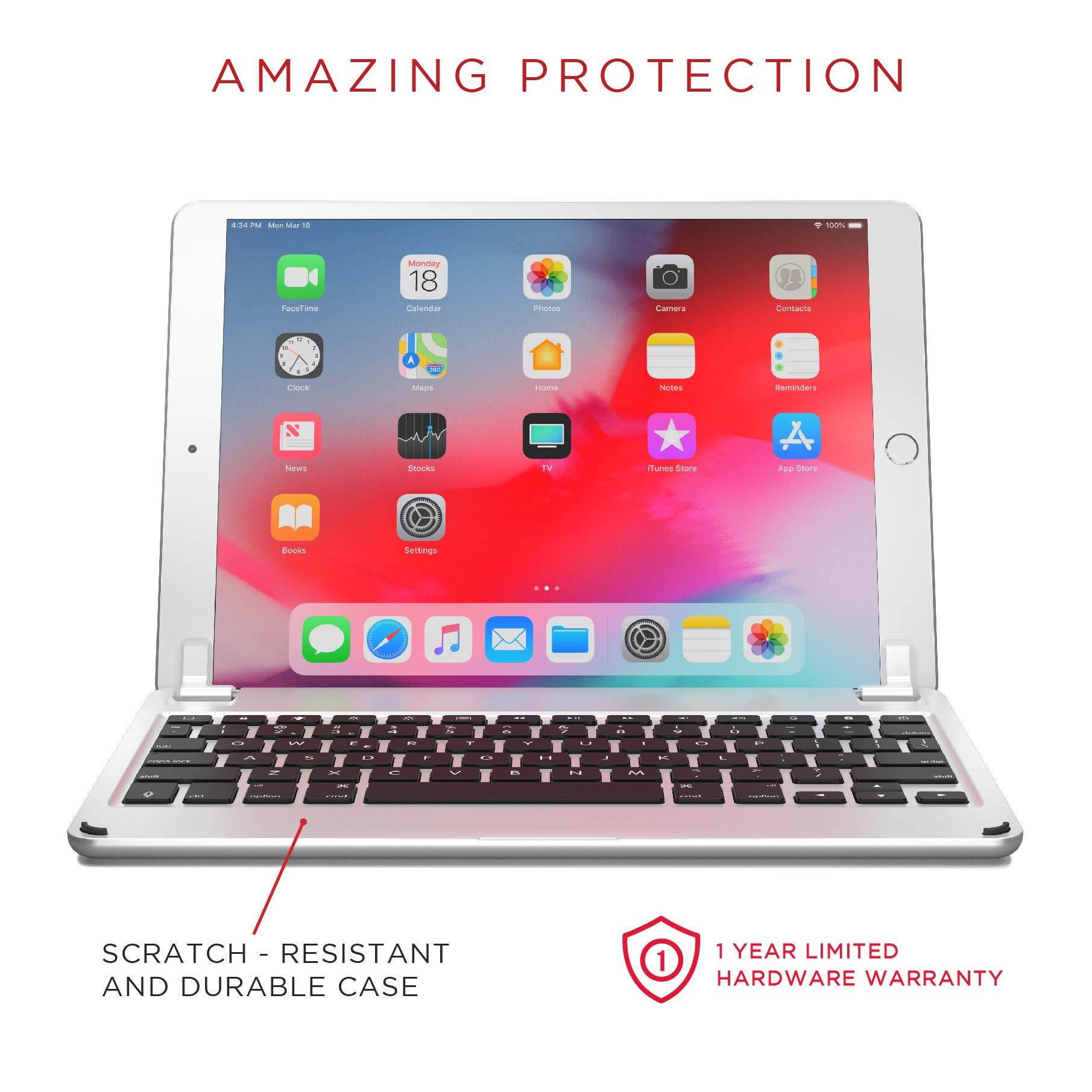 Brydge 10.5 Keyboard for iPad Air (2019) and iPad Pro 10.5-inch | Aluminum Bluetooth Keyboard with Backlit Keys (Silver)