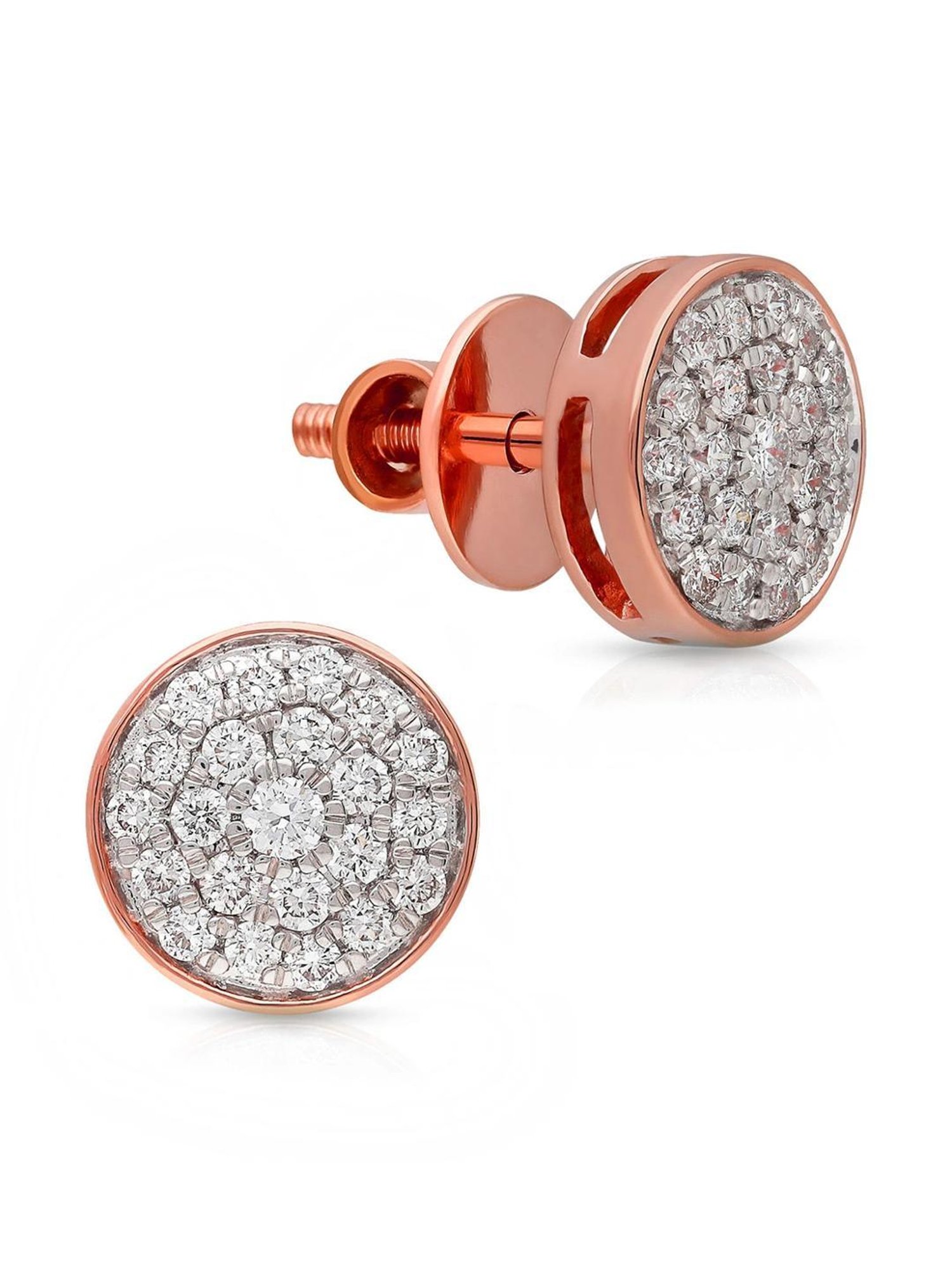 Malabar Gold and Diamonds 18k IGI Certified Diamond Rose Gold Stud Earrings for Women