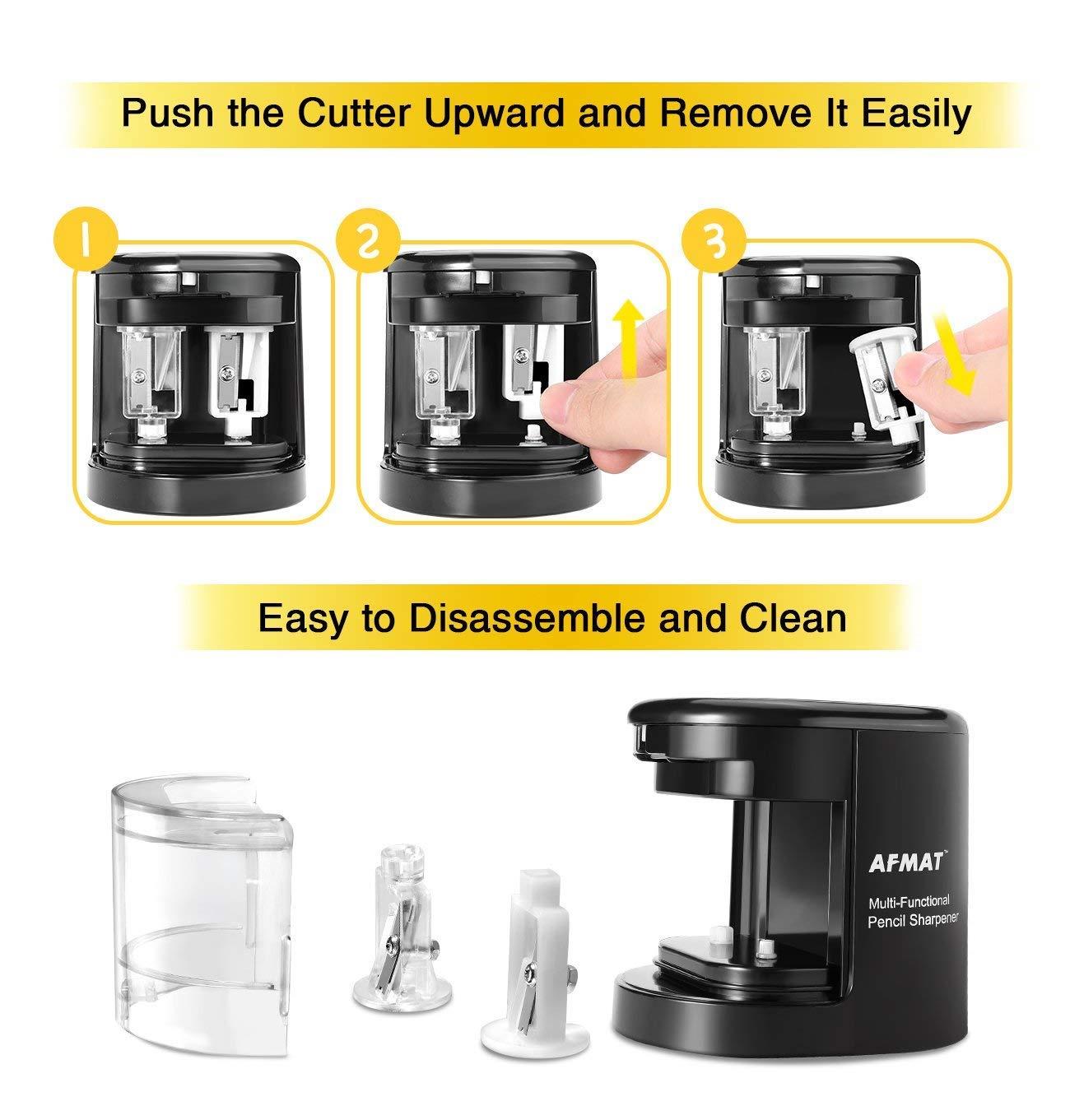 Electric Pencil Sharpener, USB/Battery Operated Pencil Sharpeners with Large Hole, Portable Pencil Sharpener for 6-12mm No.2/Colored Pencils/Soft Charcoal Pencils, for Kids, Artists, Office, Classroom