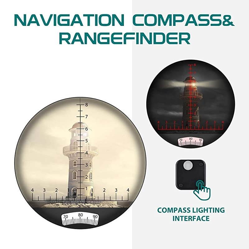 Waterproof Military 7x50 Marine Binoculars Binoculars with wInternal Rangefinder amp Compass for NavigationBoatingBlack