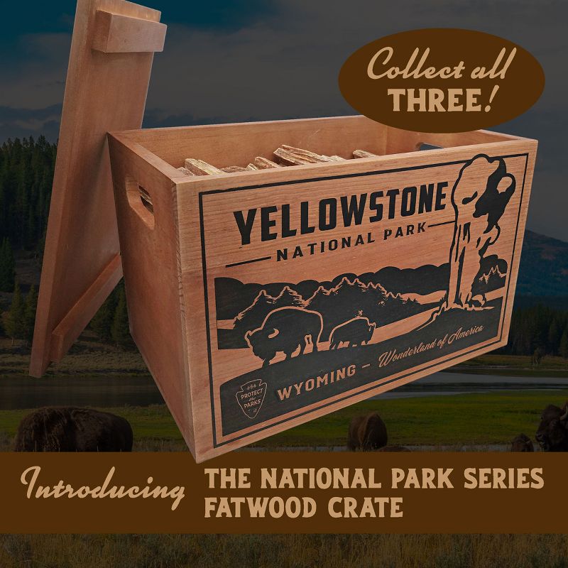 Better Wood Products Limited Edition Protect the Parks Series All Natural Fatwood Fire Starter Sticks, 13 Pound Wooden Crate, Yellowstone