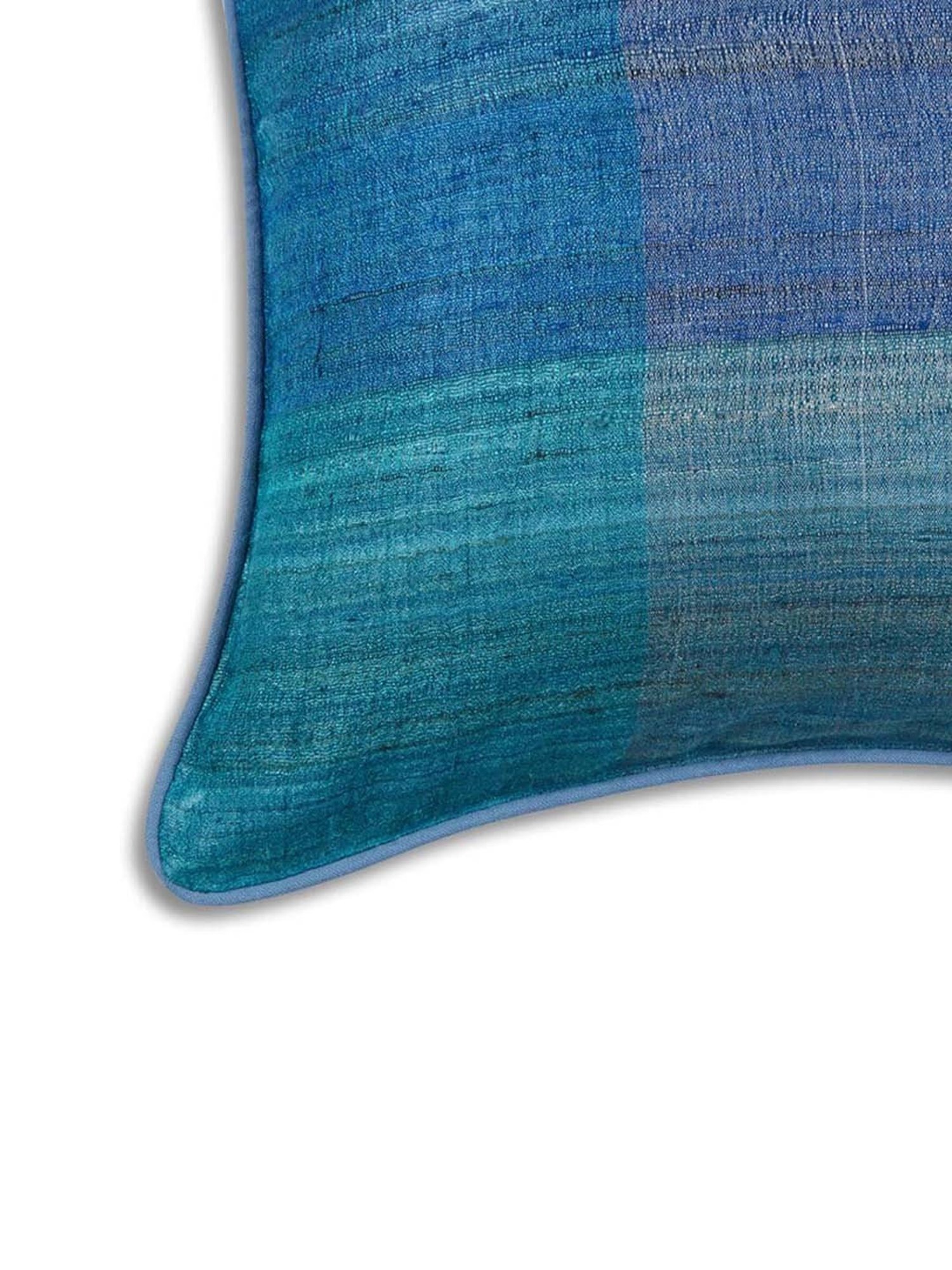 Fabindia Deeva -Tasar Blue Silk Cushion Cover