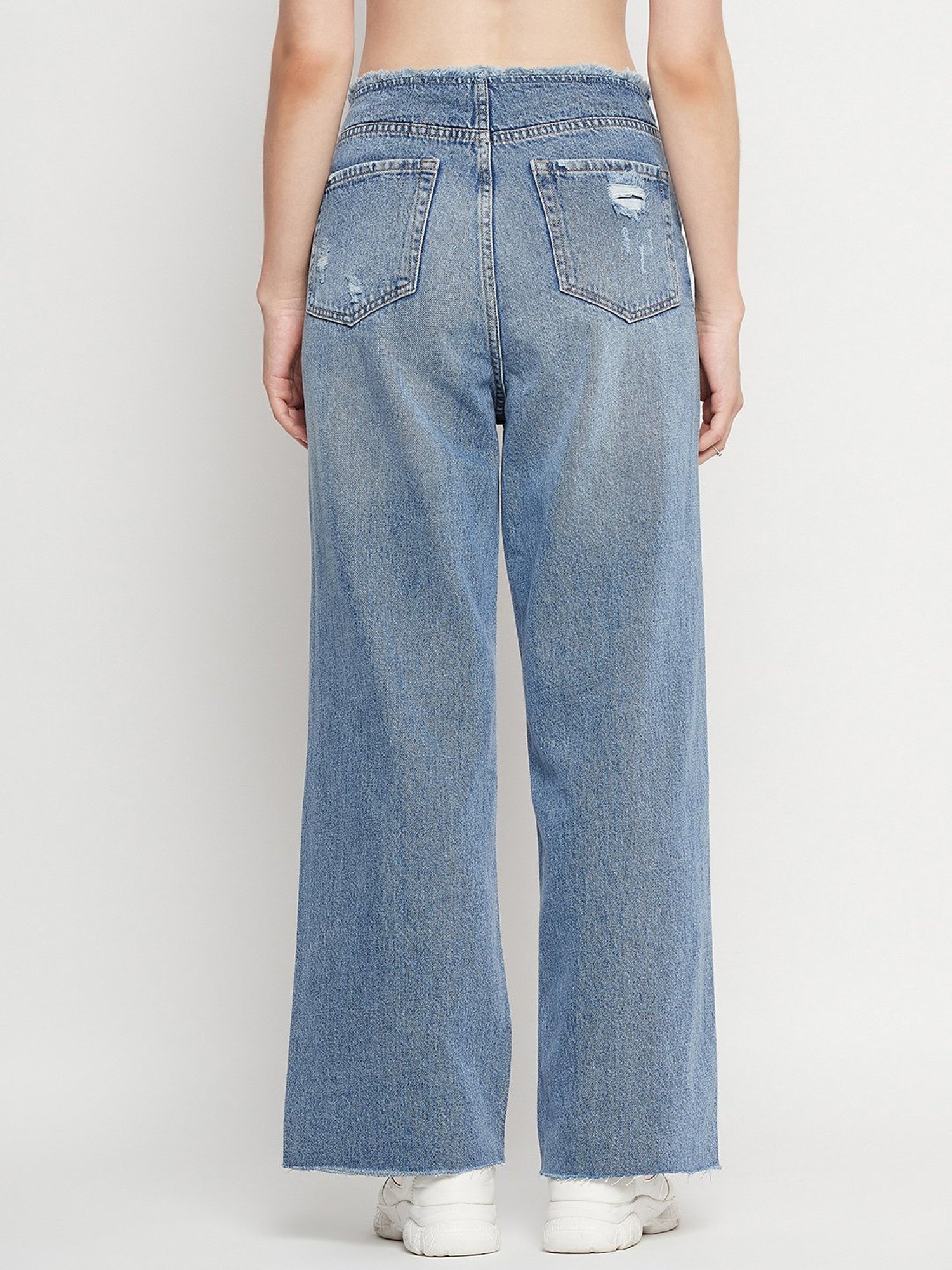 Camla Blue Distressed Mid rise Jeans