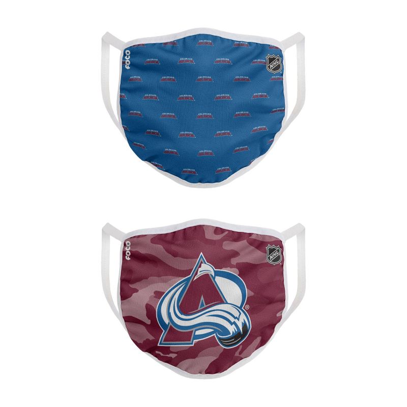 NHL Colorado Avalanche Youth Clutch Printed Face Covering - 2pk
