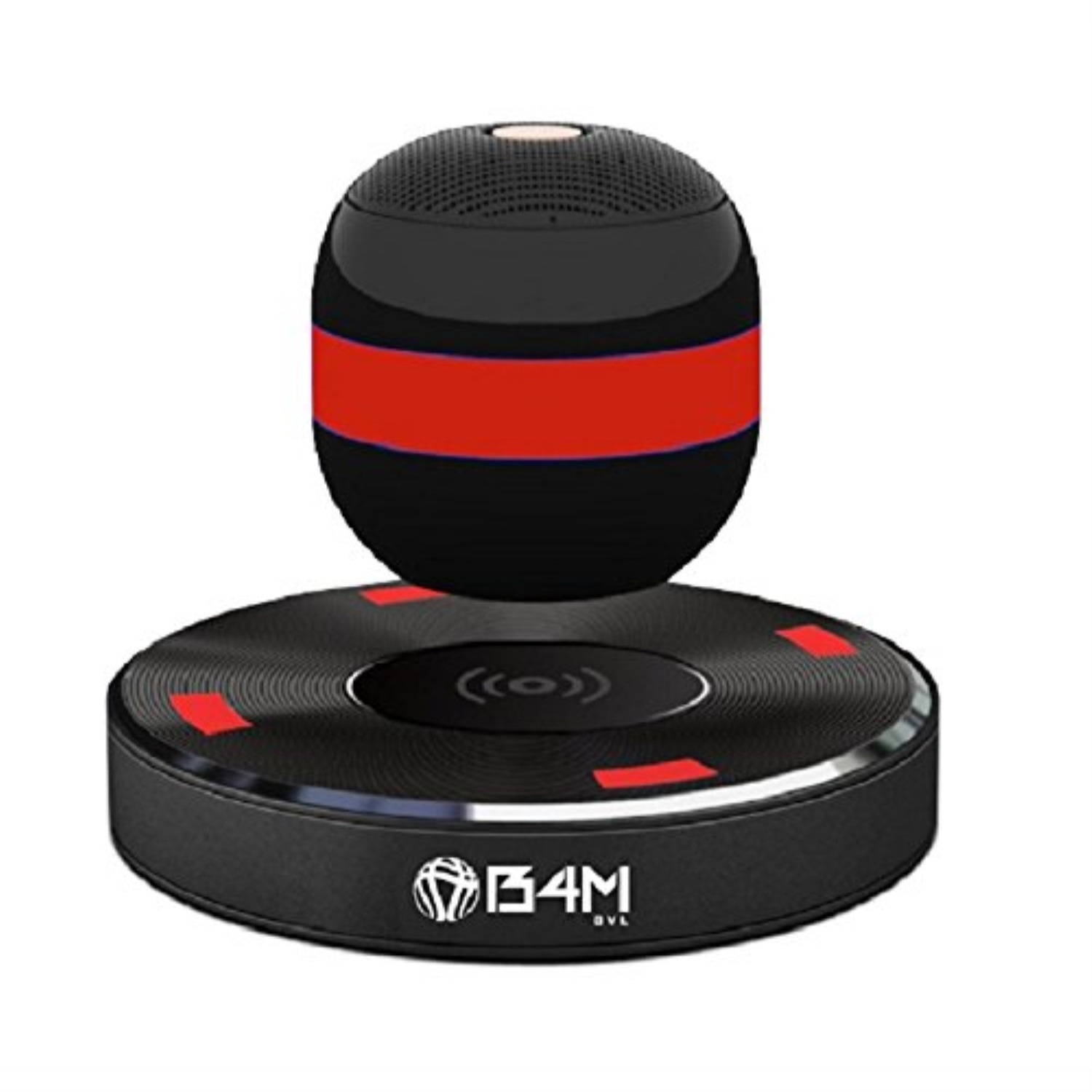 B4M OVL-Dark Black Levitating Bluetooth Speaker – Portable Floating & Rotating Wireless Speaker with Bluetooth 4.1 – Wireless Charging Speaker for IPhone Ipad Samsung HTC Pixel PC Tablet