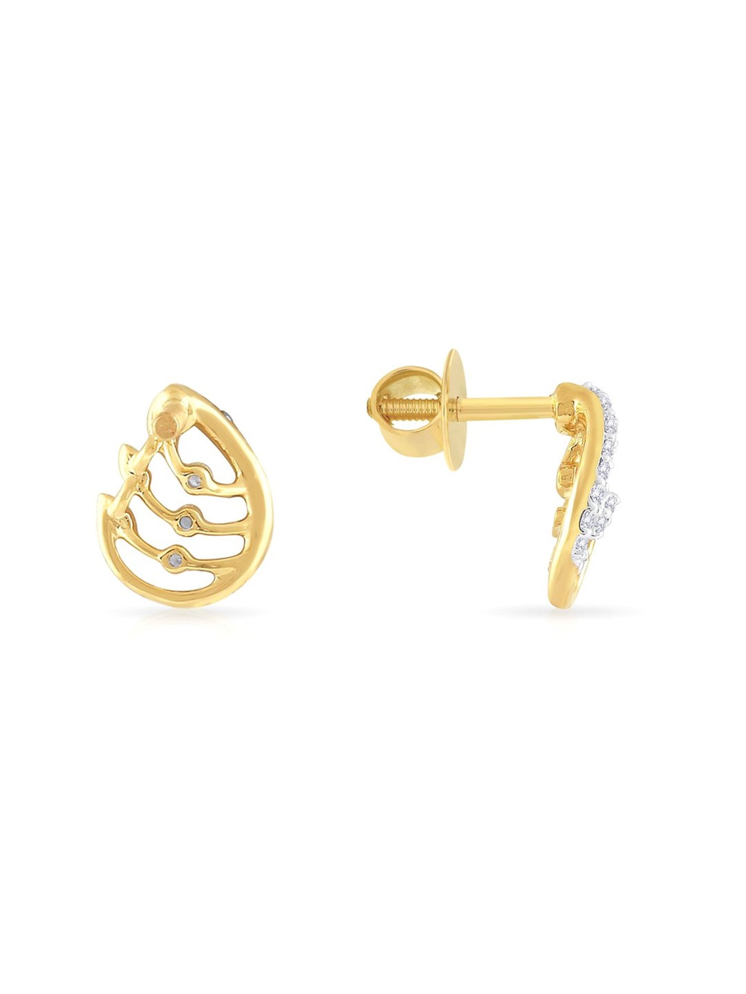 Malabar Gold and Diamonds 18k Yellow Gold Stud Diamond Earrings