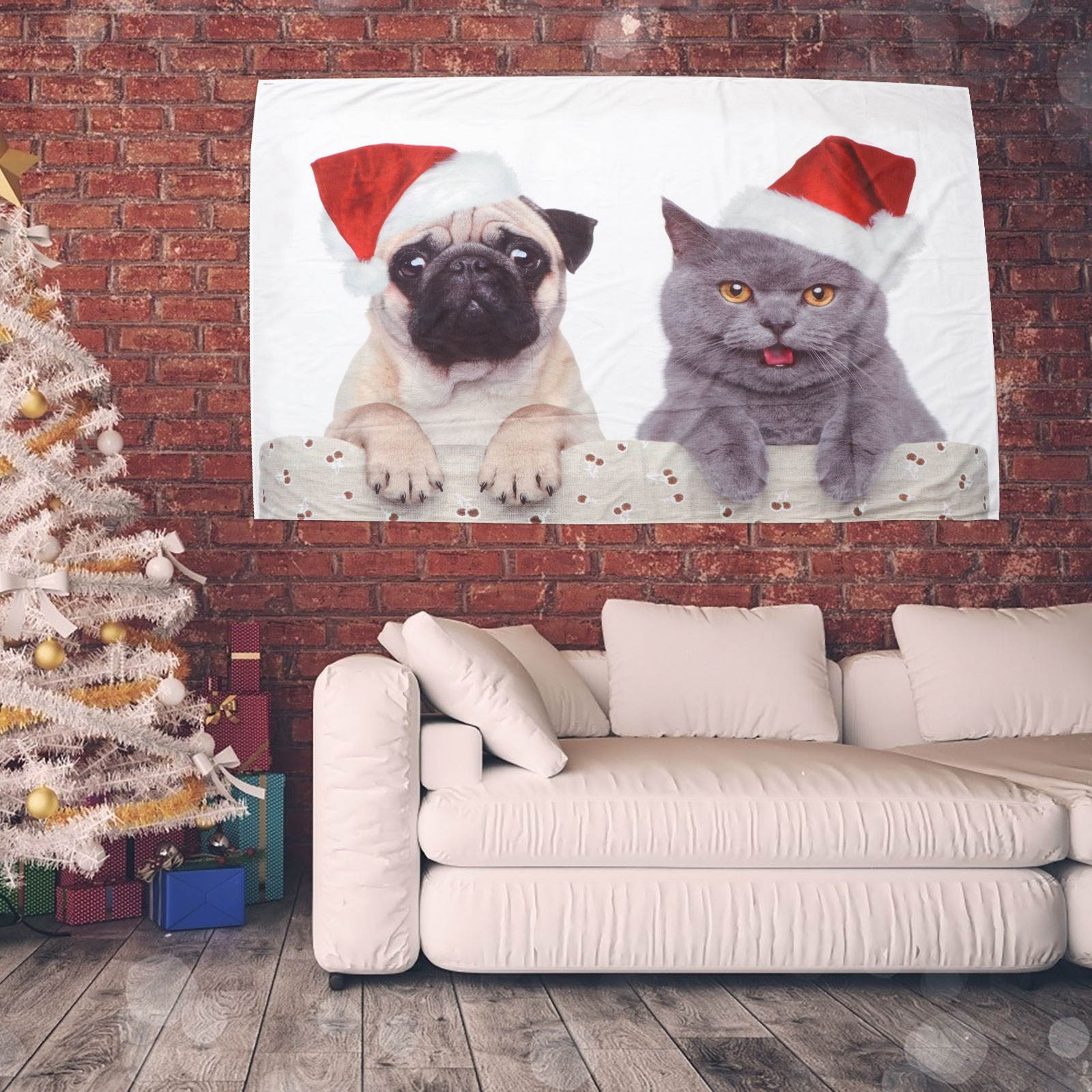 1pc Xmas Wall Tapestry Background Wall Cloth Decorative Hanging Tapestry