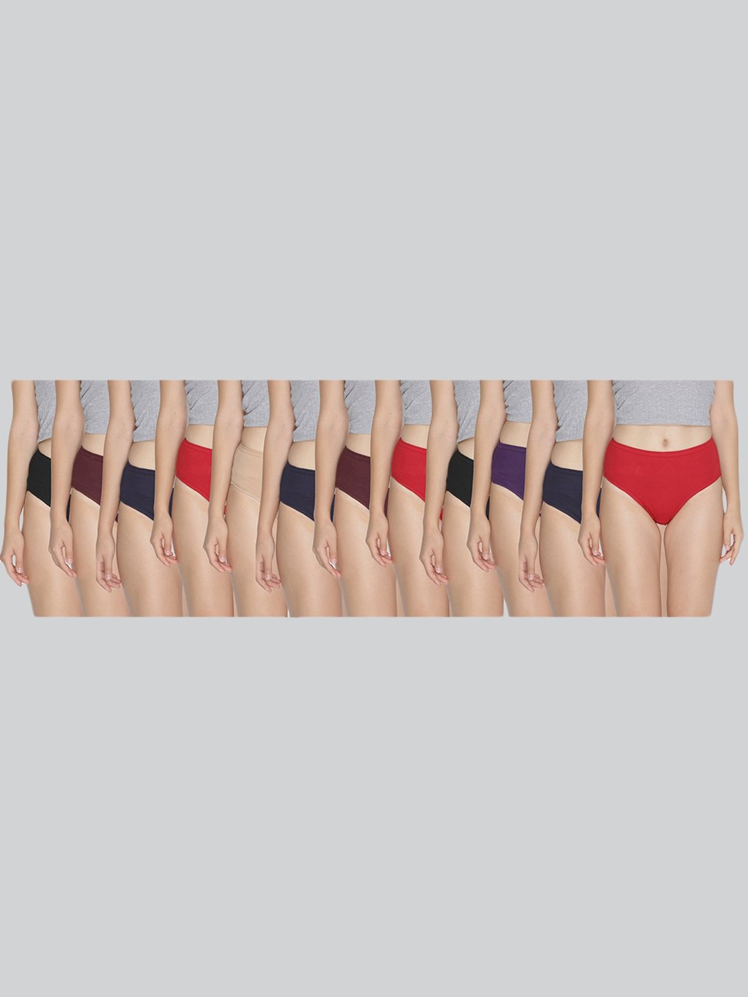 Lyra Assorted Color Cotton Hipster Panties - Pack Of 12