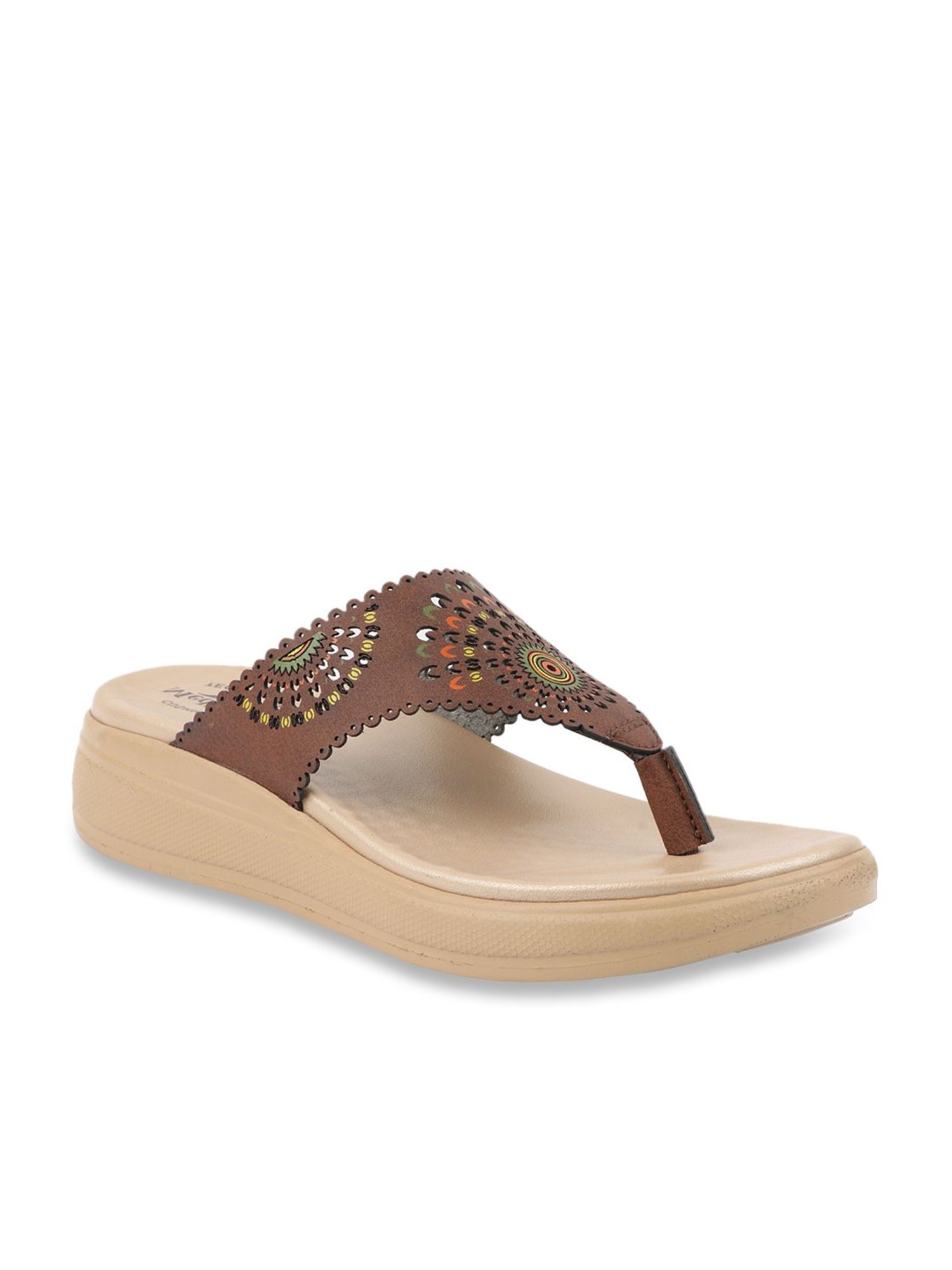 MediFeet Women's Motif Coffee Thong Wedges