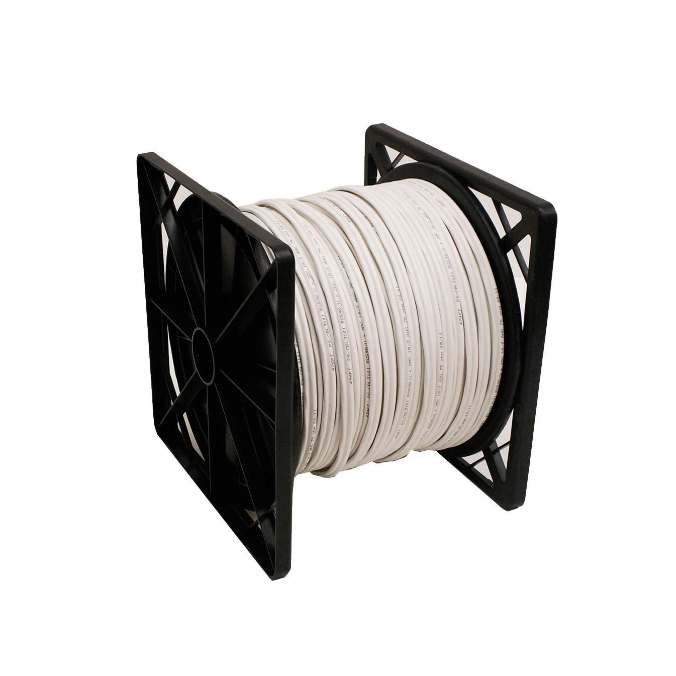 RG59 Siamese Coaxial Cable 500ft 20AWG+18/2AWG CCTV Security Camera Wire White