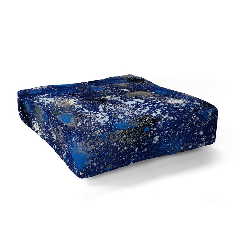 Ninola Design Ink Splatter Blue Night Square Floor Pillow Blue - Deny Designs