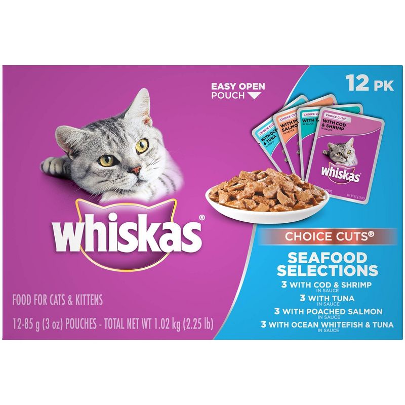 Whiskas Choice Cuts Seafood Selections Wet Cat Food - 3oz/12ct Variety Pack