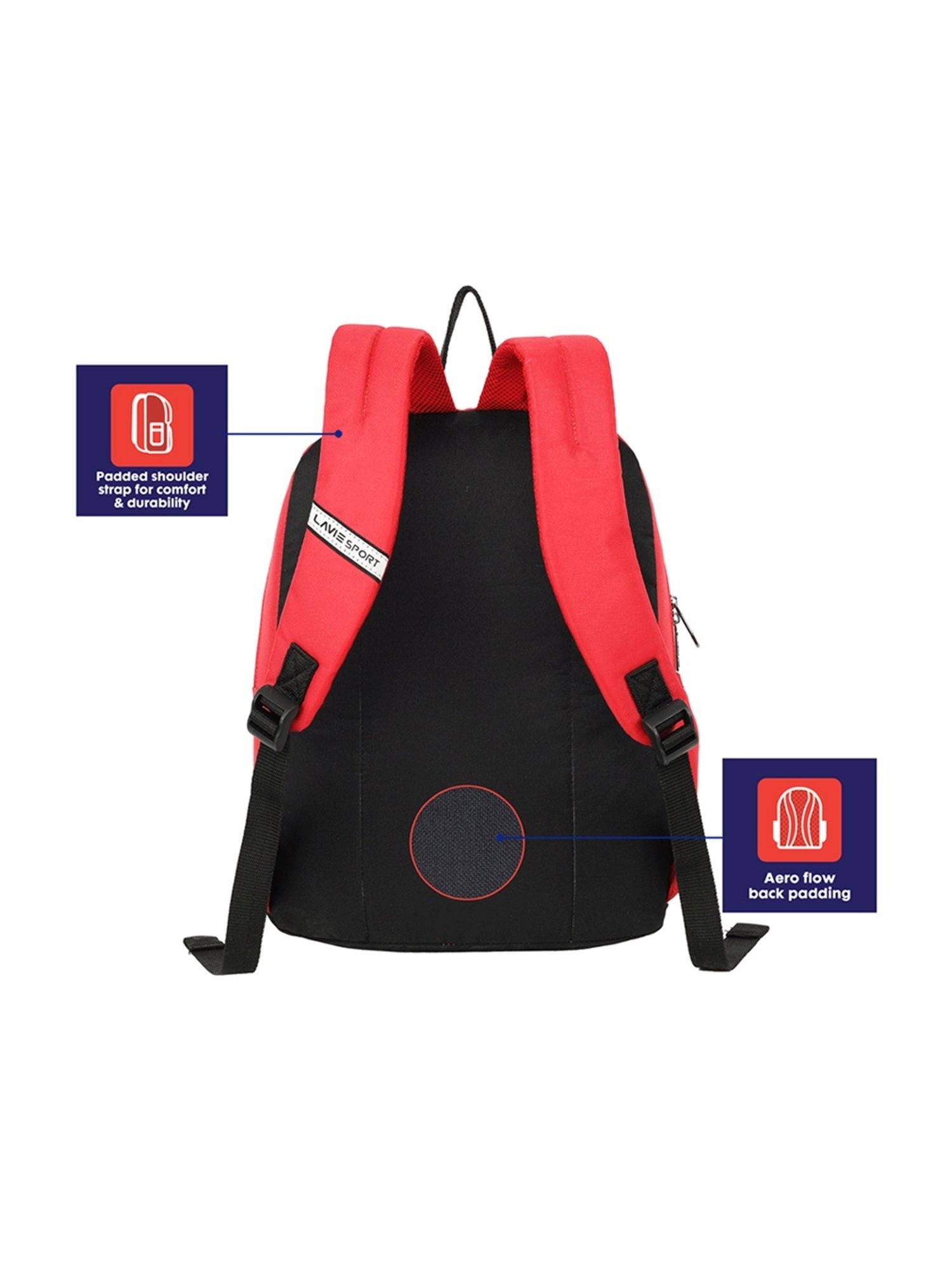 Lavie Sport Hexa Red Polyester Printed Backpack