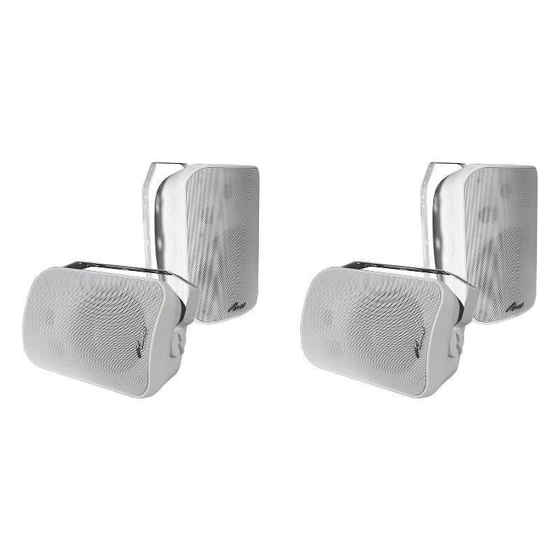 AudioPipe ODP-653WH NA 6.5 Inch 100 Watt Weatherproof Indoor Outdoor Loudspeaker with Wall/Ceiling Mounting Brackets, White, Pair (2 Pack)