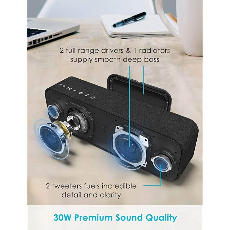 Life Bluetooth Speaker, 30W Loud Home Party Wireless Bluetooth Speakers, 2 Woofers&2 Tweeters for Super Bass Stereo Sound,TWS and 100Ft Bluetooth V5.0,12-Hour Playtime Subwoofer, Imitation Wood