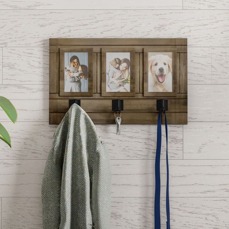 Wall Photo Collage with Hanging Hooks Brown - Lavish Home