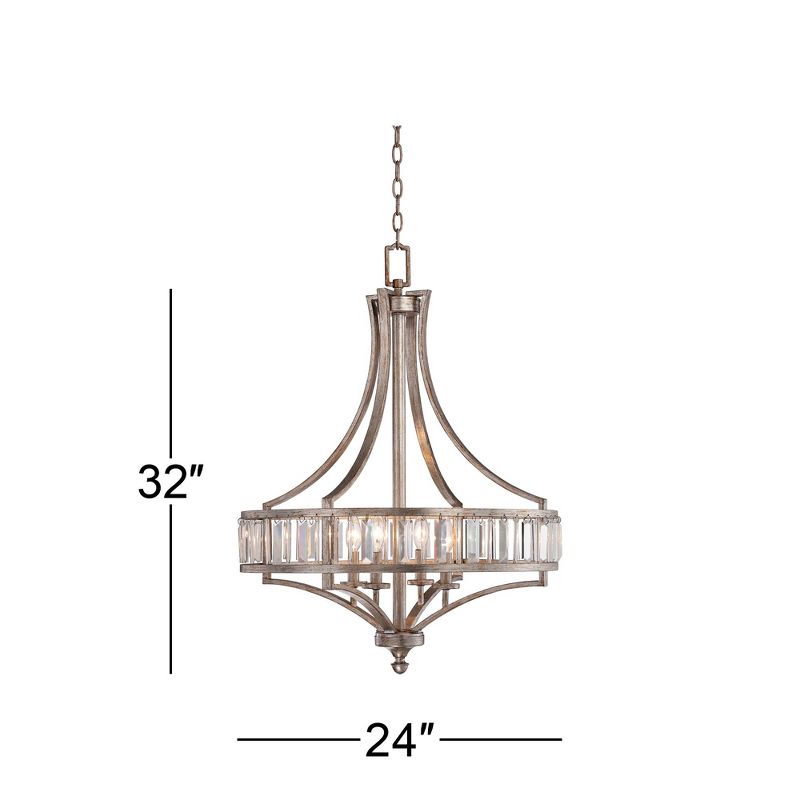 Vienna Full Spectrum Antique Soft Silver Chandelier 24" Wide Crystal Glass 4-Light Fixture for Dining Room House Kitchen Bedroom