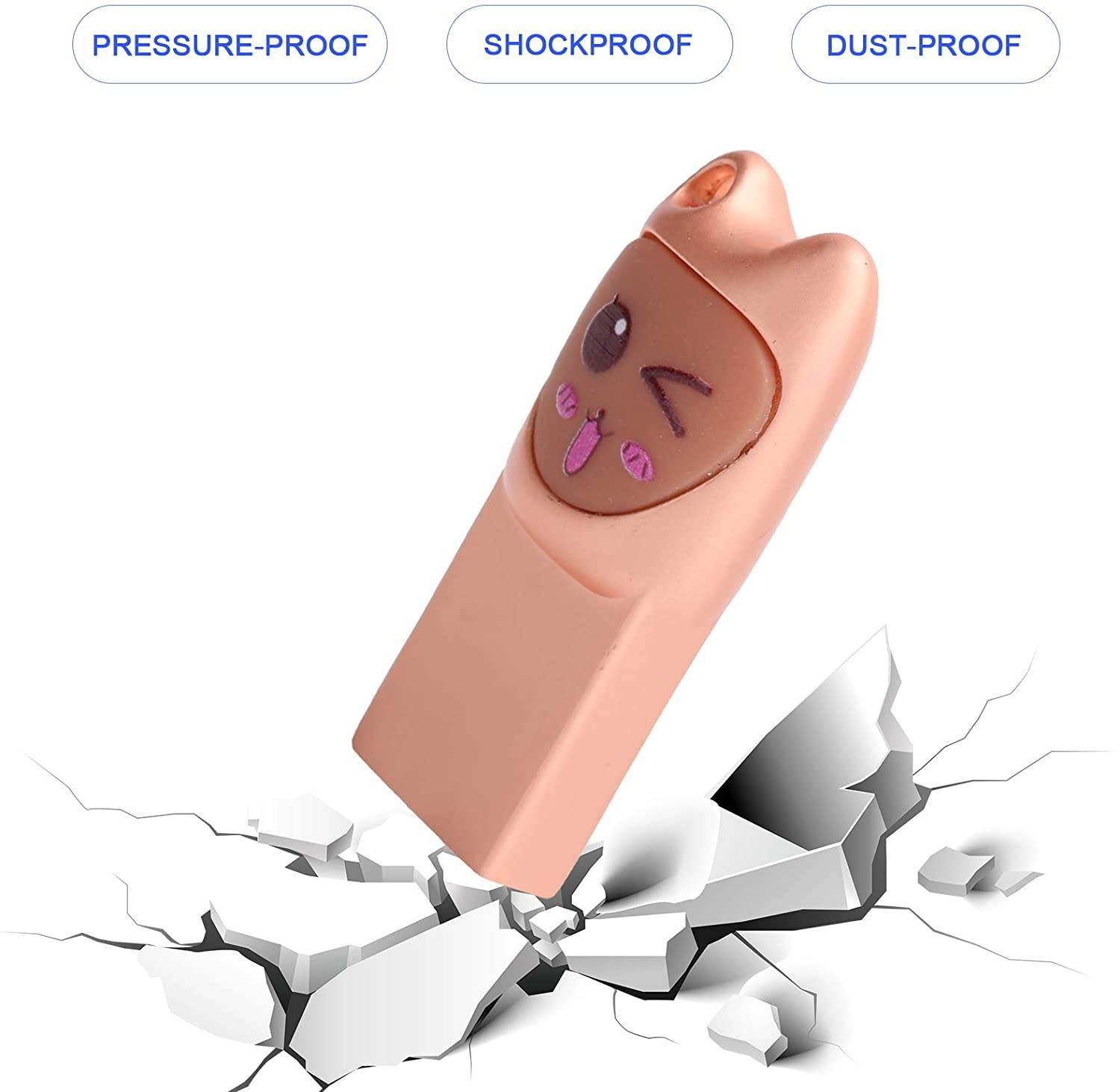 01 U Disk, USB Pen Drive USB Flash Drive USB Memory Stick Waterproof Cartoon with Hanging for(Mengmei-Rose Gold, 32GB)