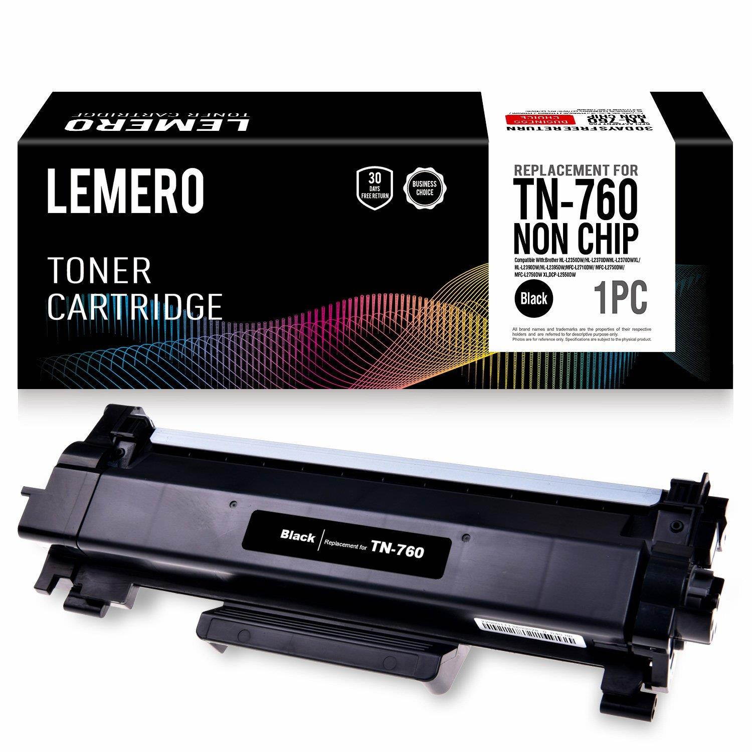 LEMERO Compatible Brother TN760 TN 760 TN730 TN 730 High Yield Toner Cartridge - No Chip Brother HL-L2350DW HL-L2390DW HL-L2395DW HL-L2370DW DCP-L2550DW MFC-L2710DW MFC-L2730DW MFC-L2750DW
