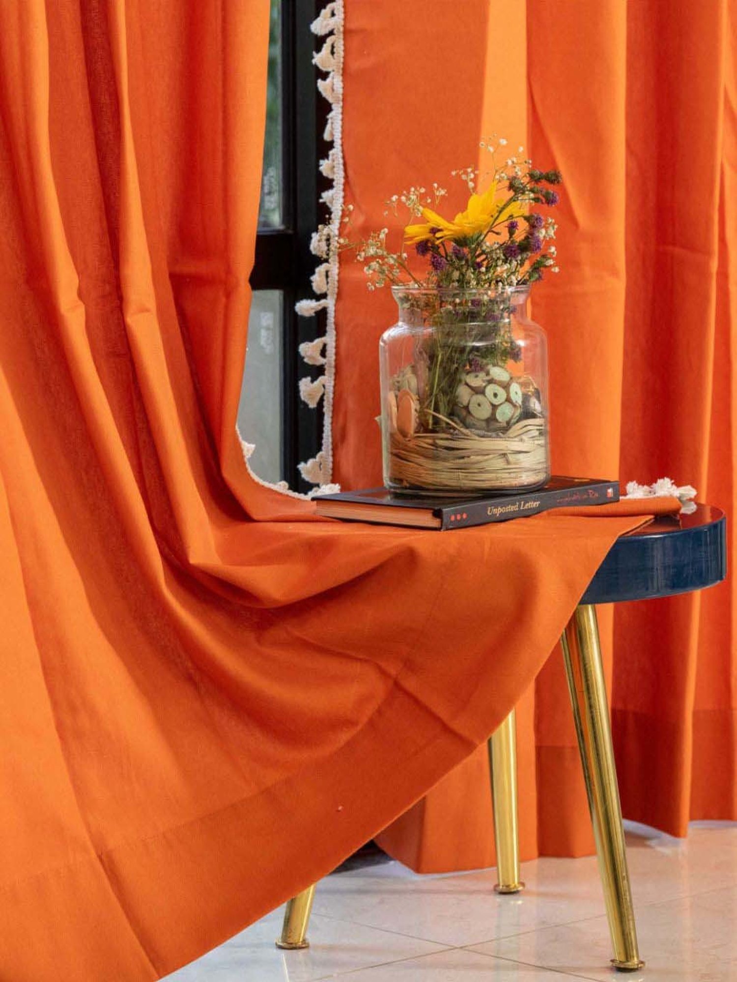 Urban Space Aura Burnt Orange Cotton Window Curtain