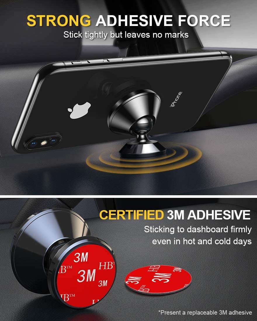 Universal Car Phone Mount, Magnetic Phone Car Mount with 8 Strong Magnets Car Phone Holder for Car Dashboard Cell Phone Car Mount Fit for iPhone 11 Pro X XS Max XR Samsung Galaxy Note 10 S10 S9