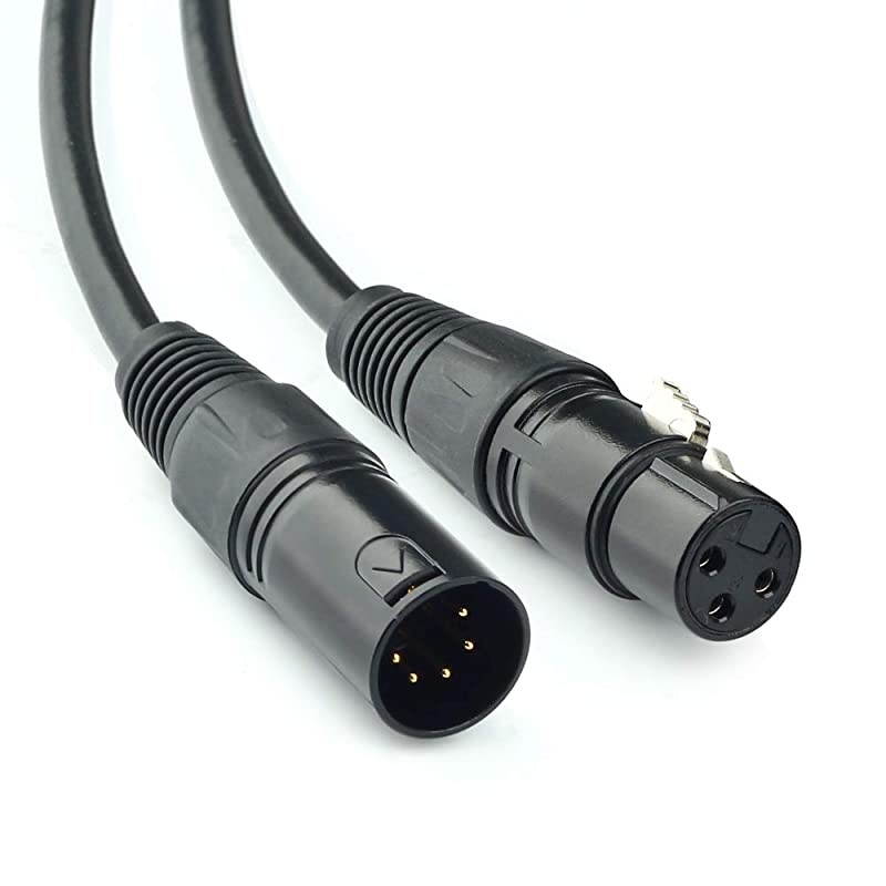3 Pin XLR Female to 5 Pin XLR Male Audio Cable for Microphone DMX Stage Light Turnaround ,XLR3Fto XLR5M Adapter Cable (12inch / 2Pack)