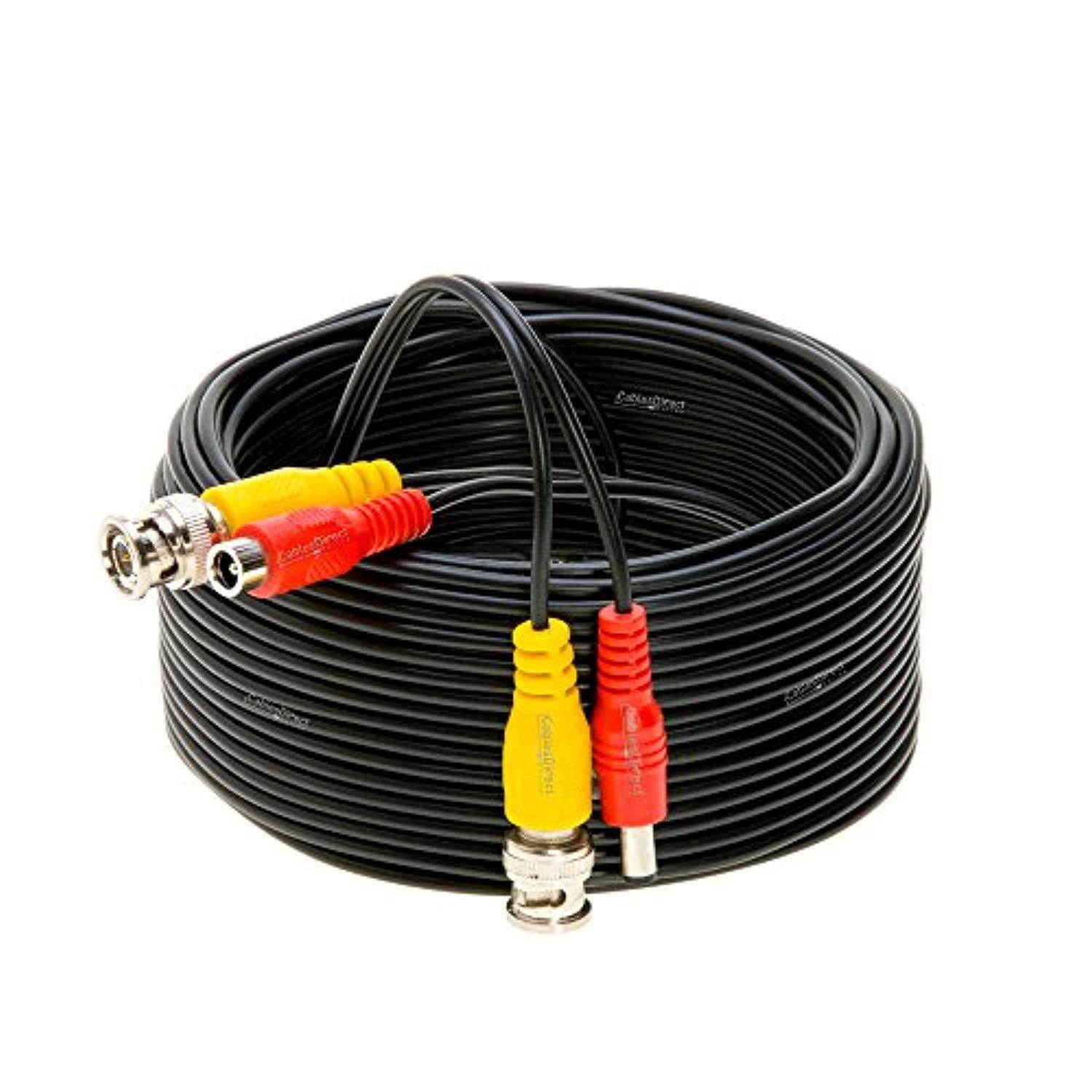 50FT Black Premade BNC Video Power Cable / Wire For Security Camera, CCTV, DVR, Surveillance System, Plug & Play (Black, 50)