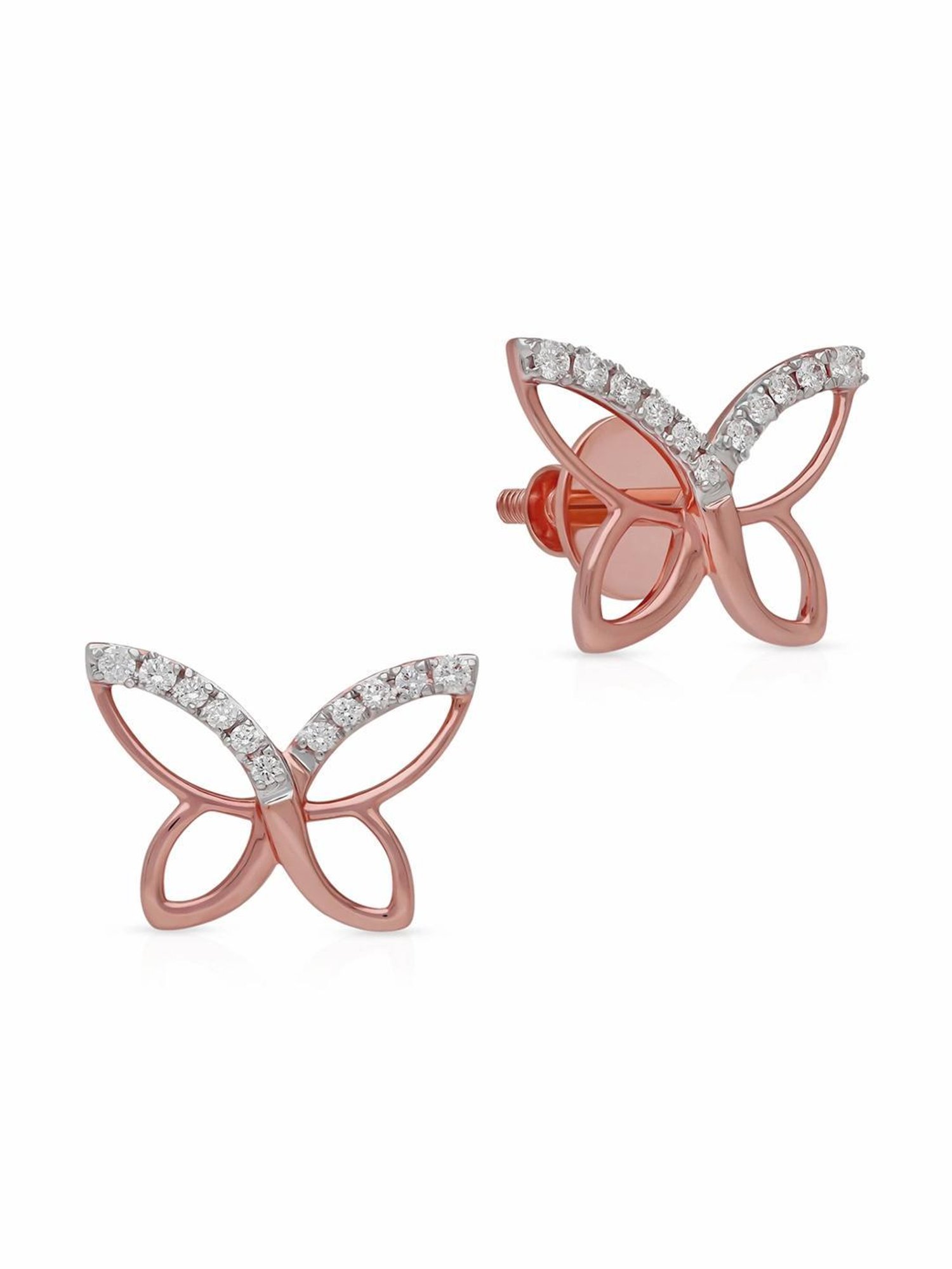 Malabar Gold and Diamonds 18k IGI Certified Diamond Rose Gold Stud Earrings for Women