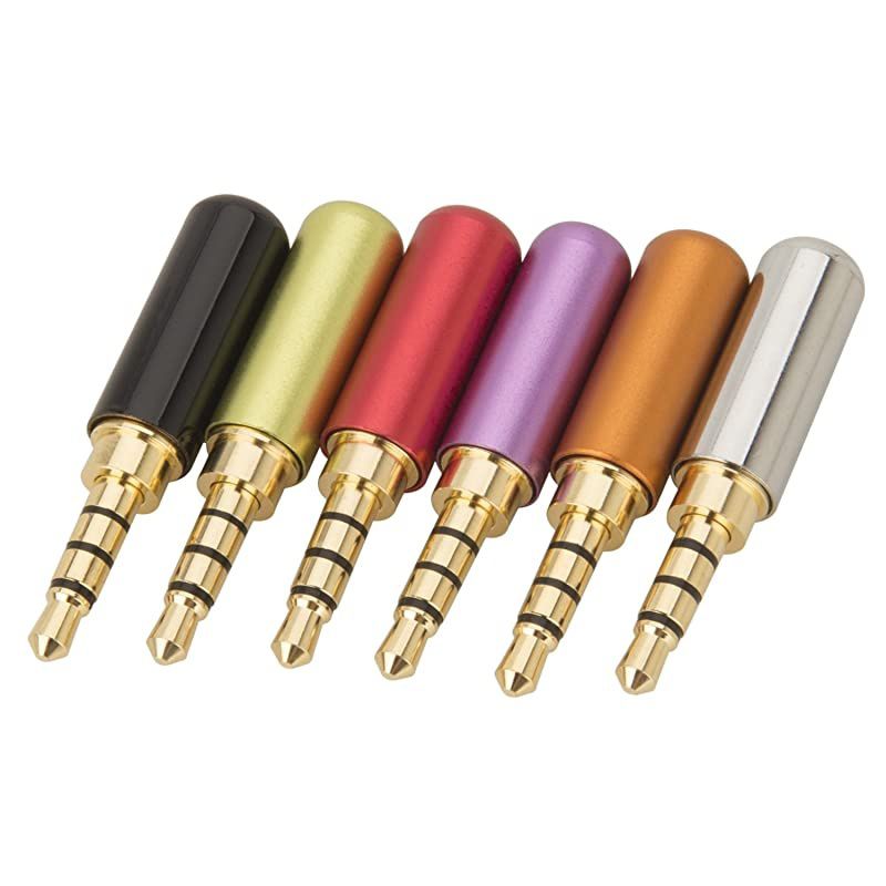 6Pcs 4 Pole 3.5mm Male Repair Headphone Stereo Jack Plug Metal Audio Soldering & Spring Connector Adaptor Tool